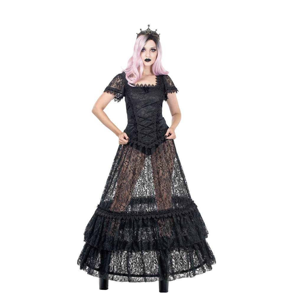 Sinister - 1283 Maxi langer Rock - Schwarz